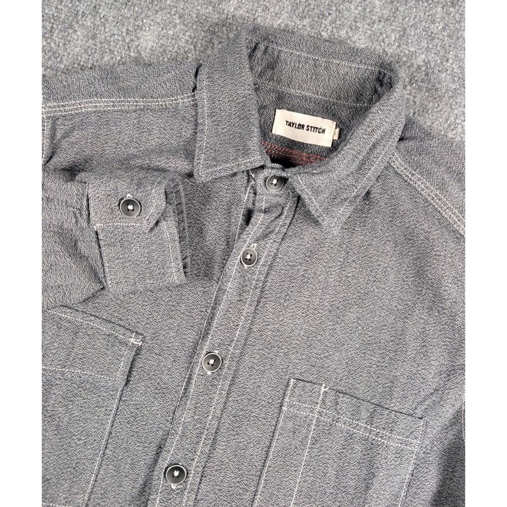 Taylor Stitch Long Sleeve Shirt‎ Mens 40 Heather Black Herringbone